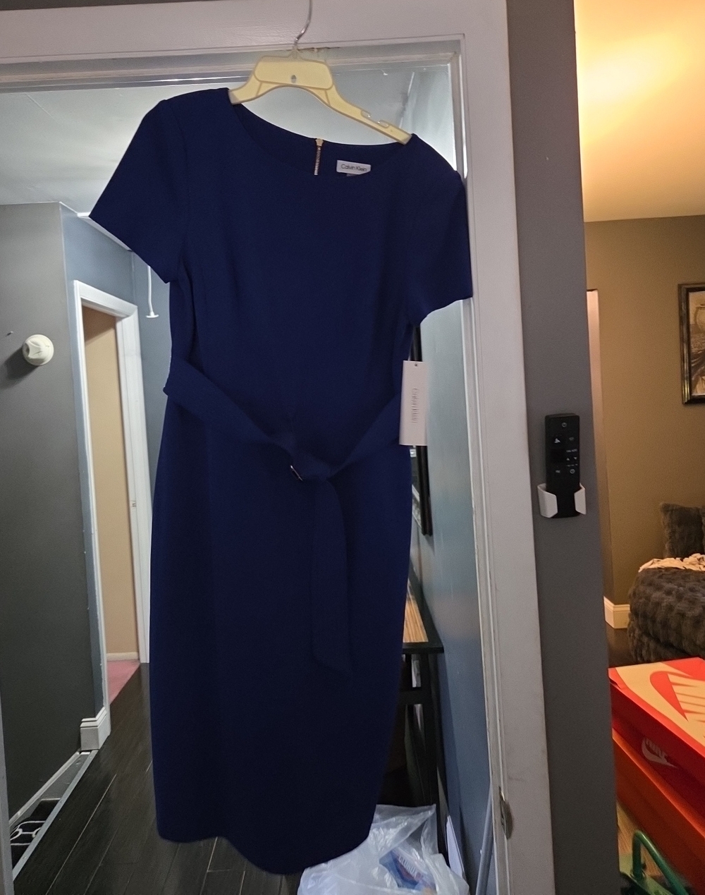 Calvin Klein Cobalt Blue Belted Midi Dress